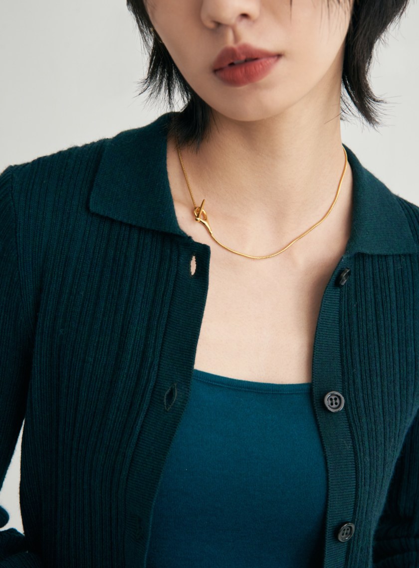 舒適坑條針織長袖上衣